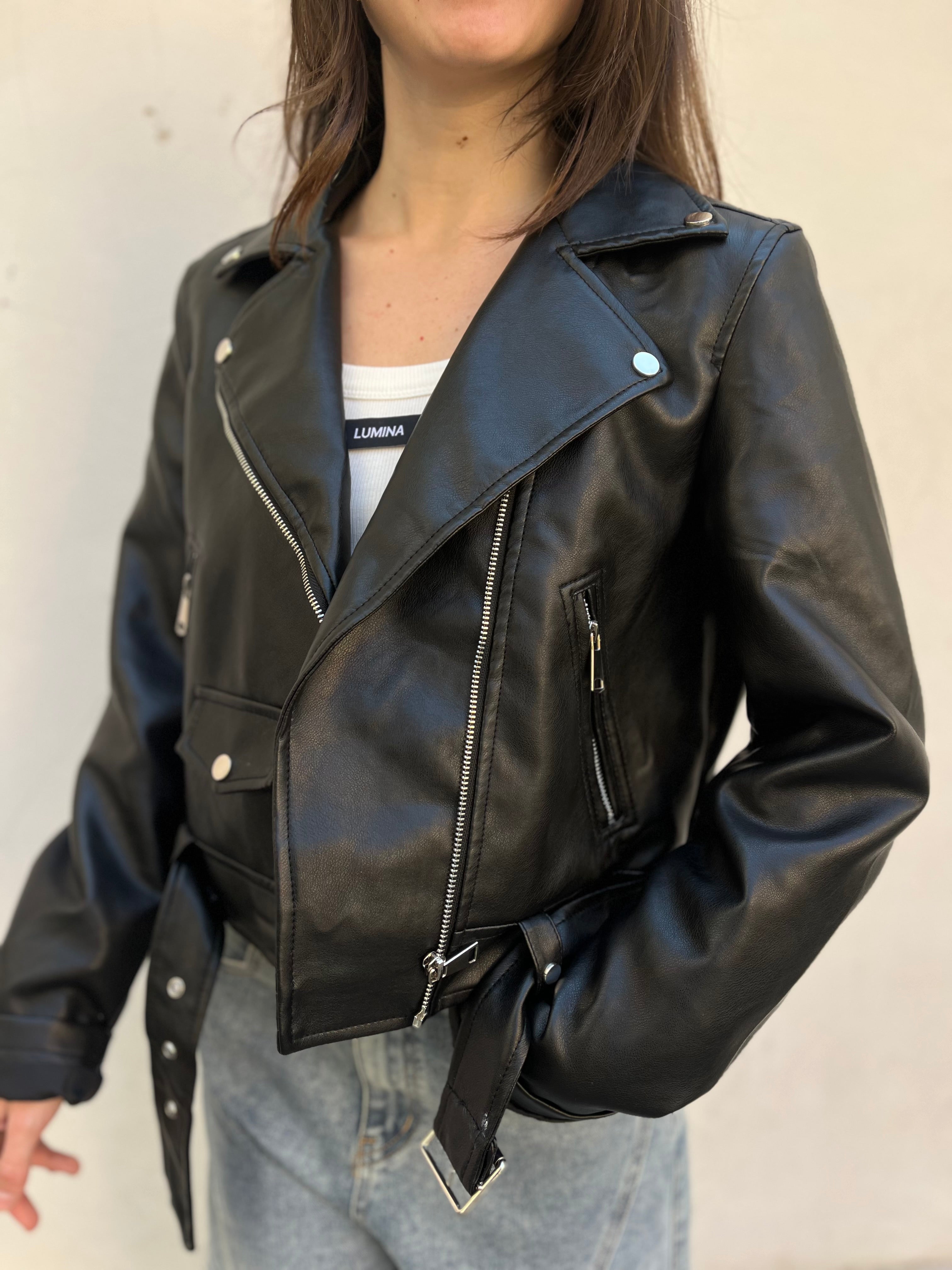 Giubbino biker in ecopelle