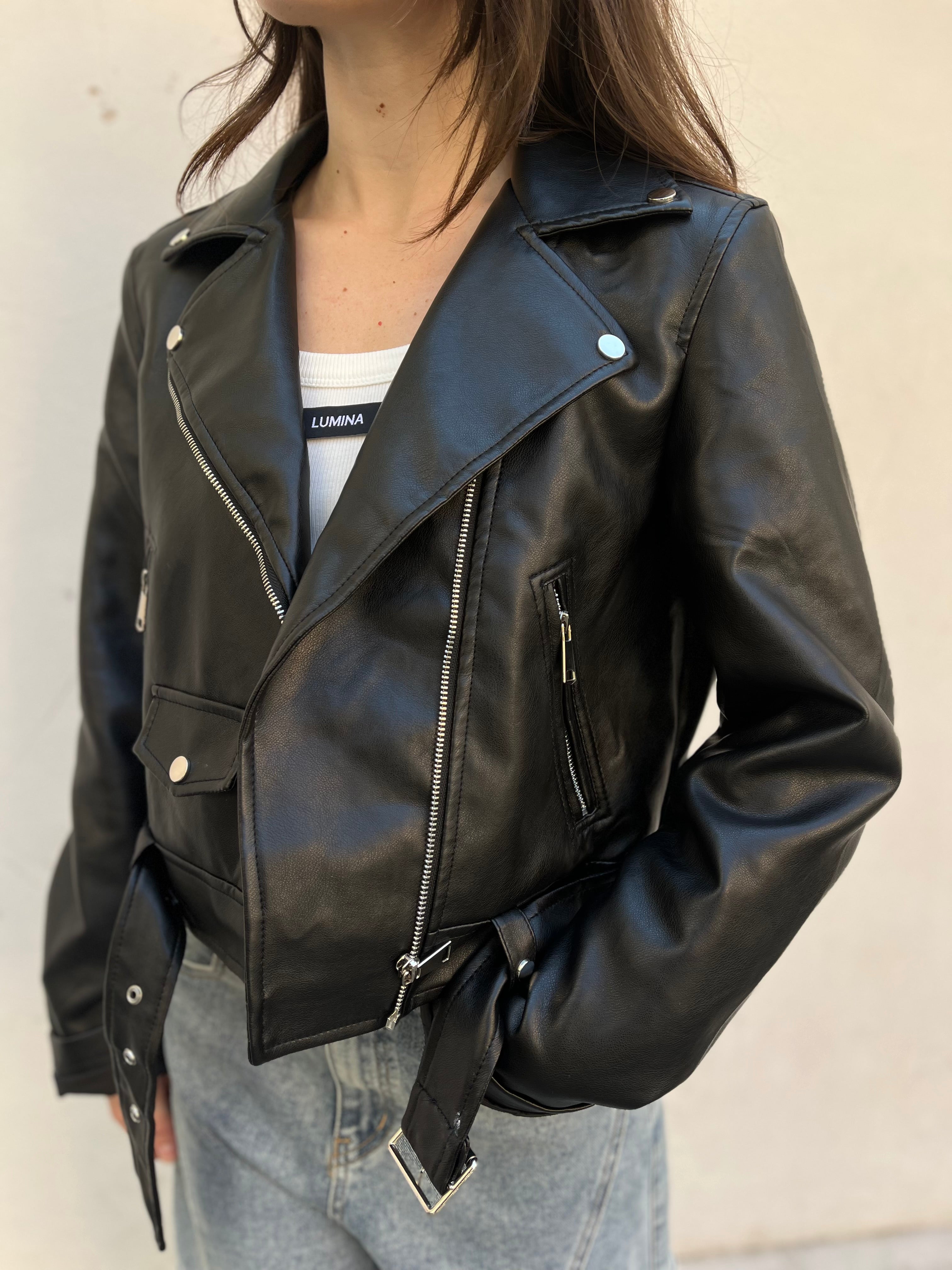 Giubbino biker in ecopelle